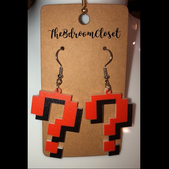 NEW! Question Mark Super Mario Style Earrings - Picture 3 of 6